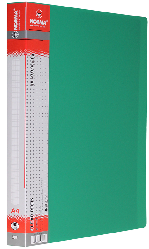 Папка з файлами NORMA (5028-04N), PP, А4, зелена, 650/25 мкм, 40 файлів